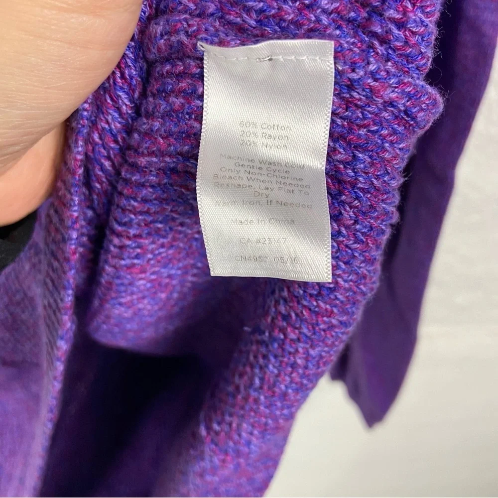Talbots chunky cable knit Rich Purple Women's Crew Neck Sweater SZ large petite - Picture 7 of 12